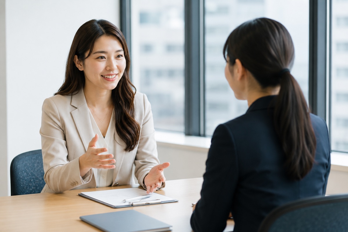 採用担当が候補者と面談するシーン