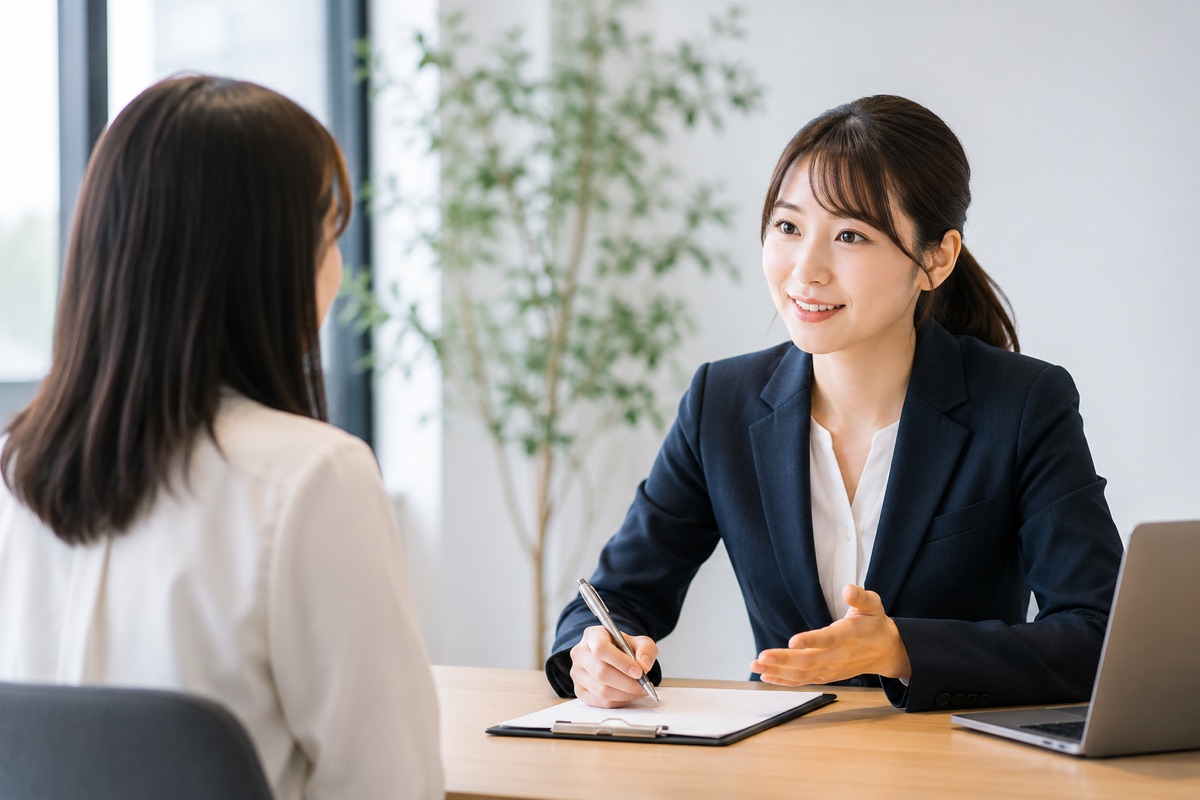 採用面談で学生と丁寧に向き合う担当者